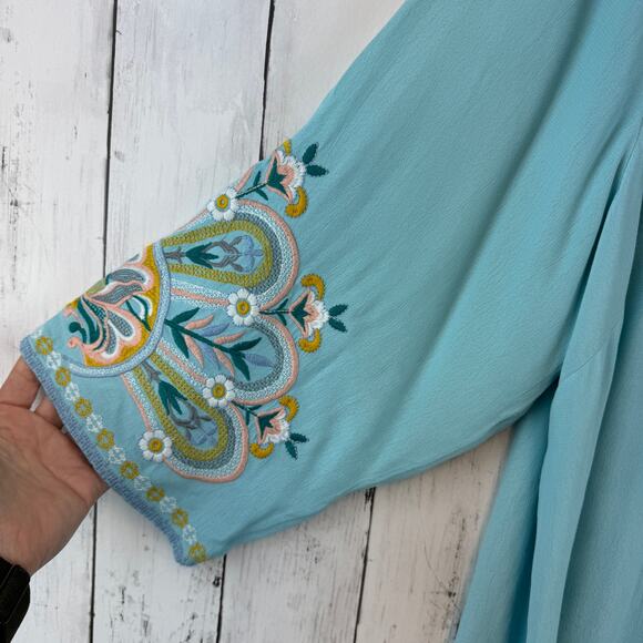 Soft Surroundings Blue River Island Embroidered Tunic 3/4 Sleeve Plus Size 2X - Picture 5 of 16